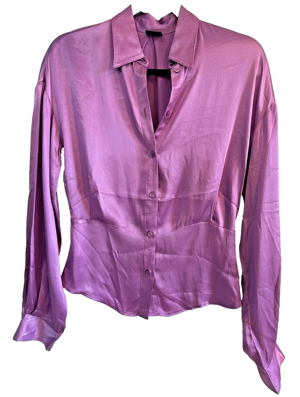 Pinko Structured Button Down Blouse Vibrant Purple Quiet Luxury Elegant Top, 4